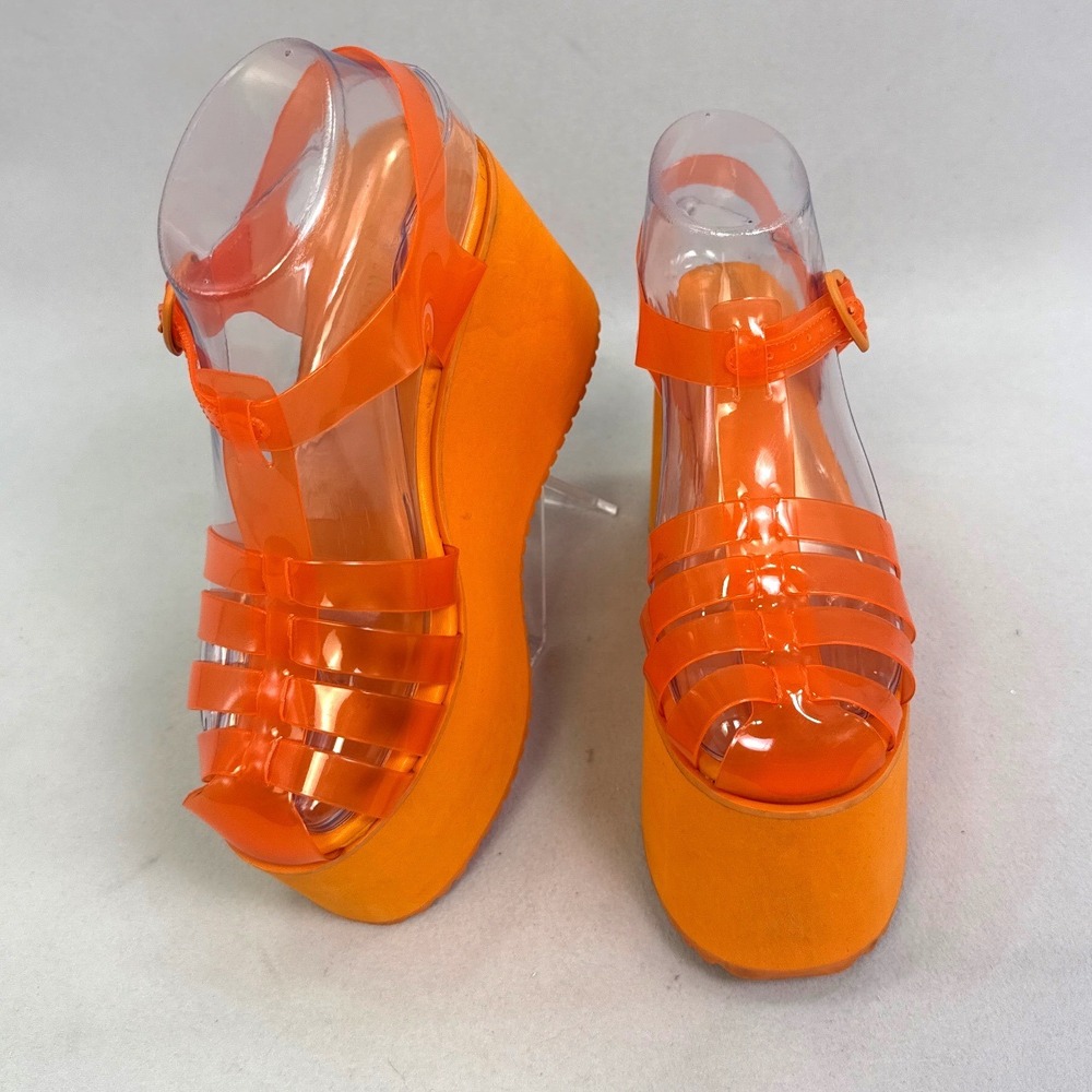 Sugar Thrillz Orange Jelly Platform Wedge Sandals ST20-178 Womens 6M